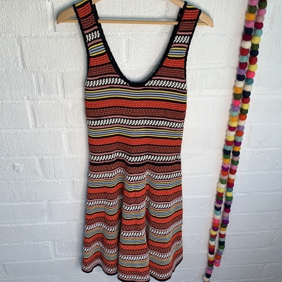 Ronny Kobo Collection Multicolor Knit Striped Fit & Flare Cocktail Dress sz L - Picture 4 of 5